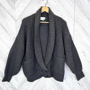 Anthropologie Shawl Collar Cardigan Sweater Womens Plus Size 1X Gray Knit